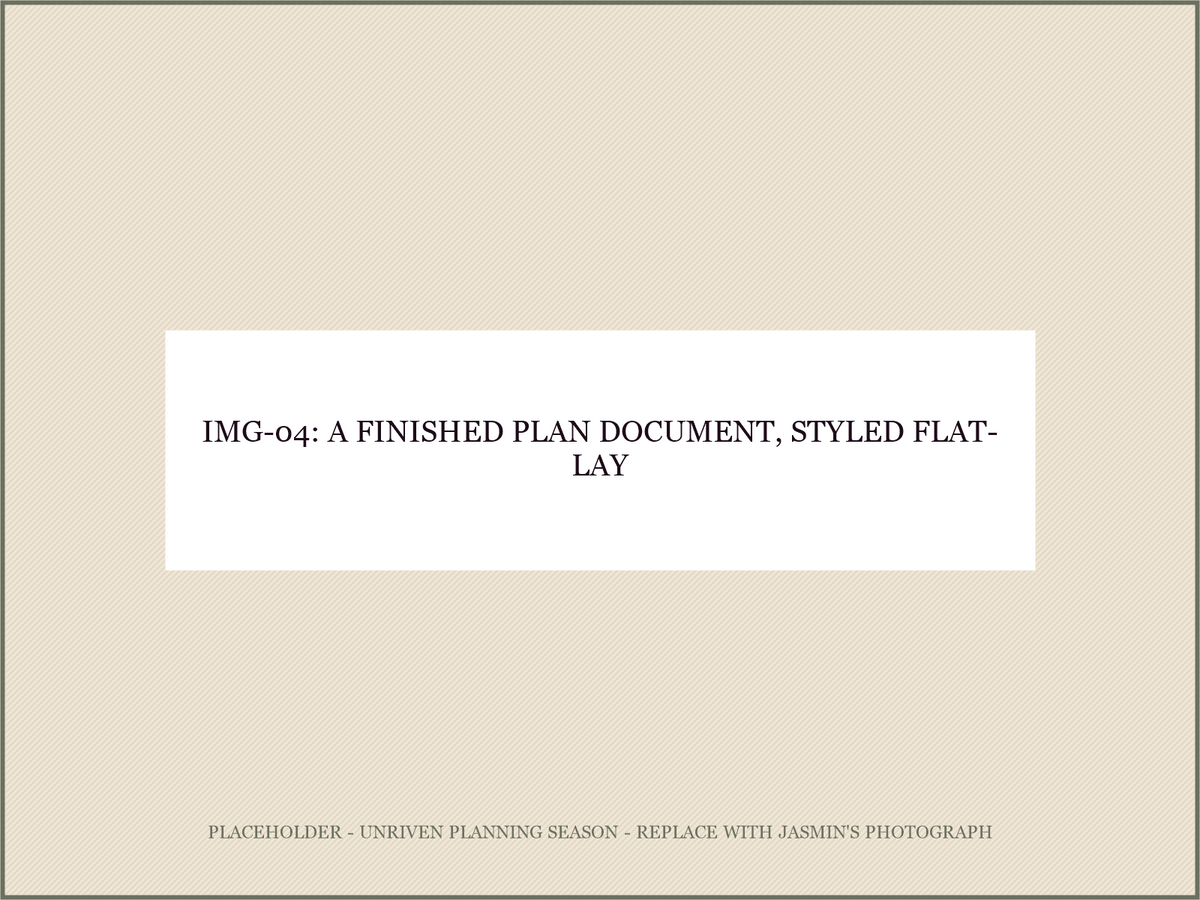 IMG-04: a finished plan document, styled flat-lay (the Old Porch style)